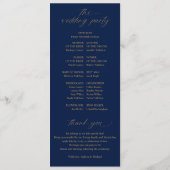 Soft Romantic Script Navy Blue und Gold Hochzeit Programm (Rückseite)