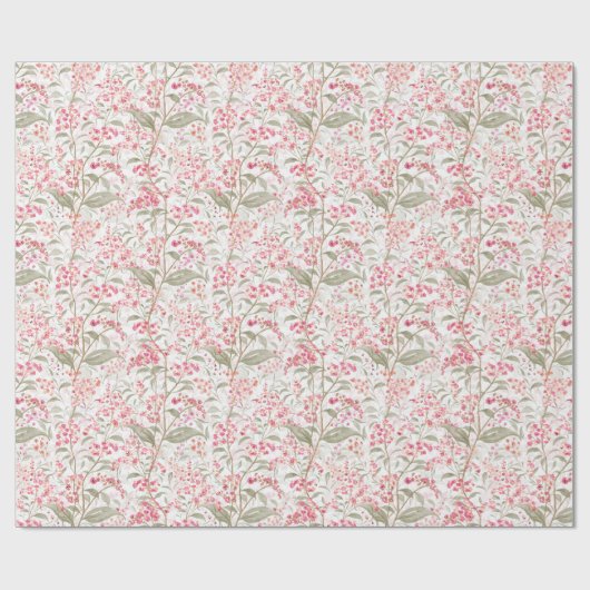 Soft Romantic Watercolor Pink Blossom Botanical Geschenkpapier (Flach)