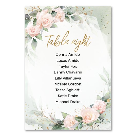 Soft rosa Blume - Siteübersichtskarten Tischnummer (Rückseite)