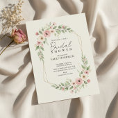 Soft Rose Bridal Shower Geometric Gold Wreath Einladung