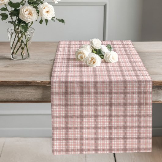 Soft Rose Gold Checkered Table Runner Großer Tischläufer
