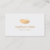 Soft Rose Gold Feather Logo Visitenkarte (Vorderseite)