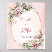 Soft Rose Gold Flowers Greenery Cards and Gifts Poster (Vorne)