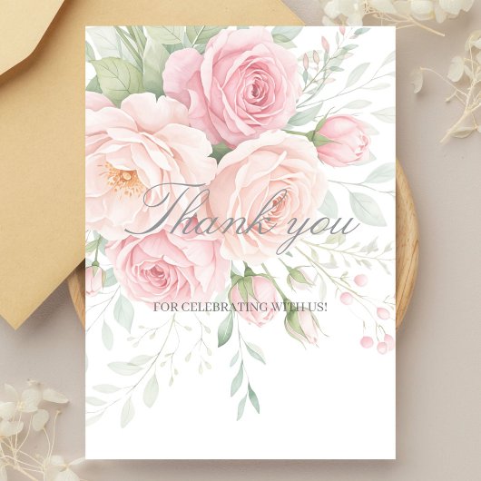 soft roses floral thank you card dankeskarte