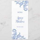 Soft Royal Blue Watercolor Blüh Menu Menükarte (Vorderseite)