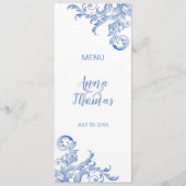 Soft Royal Blue Watercolor Blüh Menu Menükarte (Vorderseite)