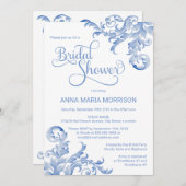 Soft Royal Blue Watercolor Geblüht Brautparty Einladung (Vorne/Hinten)