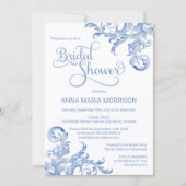 Soft Royal Blue Watercolor Geblüht Brautparty Einladung (Vorderseite)