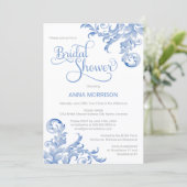 Soft Royal Blue Watercolor Geblüht Brautparty Einladung (Stehend Vorderseite)