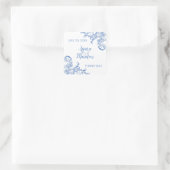 Soft Royal Blue Watercolor Geblüht Gastgeschenk Ho Quadratischer Aufkleber (Tasche)