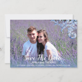 Soft Royal Blue Watercolor Save the Date Geblüht