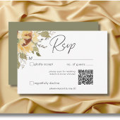 Soft Rustic Large Boho Sunflowers Wedding QR Code RSVP Karte