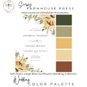 Soft Rustic Large Boho Sunflowers Wedding QR Code RSVP Karte