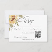 Soft Rustic Large Boho Sunflowers Wedding QR Code RSVP Karte (Vorderseite)