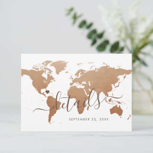 Soft Rusty Copper World Map Informationen Begleitkarte (Stehend Vorderseite)