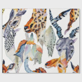 Soft Safari Watercolor Collage Geschenkpapier (Flach)