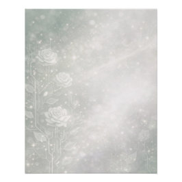 Soft sage and frosted white florals AI art  Poster