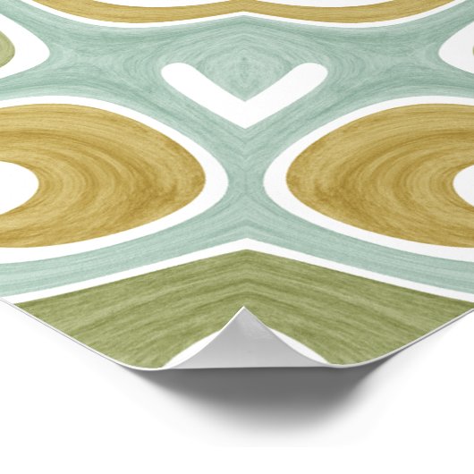 Soft Sage and Gold Geometric Mandala Pattern Poster (Ecke)