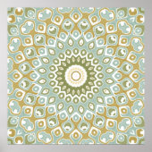 Soft Sage and Gold Geometric Mandala Pattern Poster (Vorne)