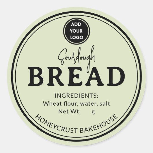 Soft Sage Bakery Sourdough Bread Label Sticker (Vorderseite)