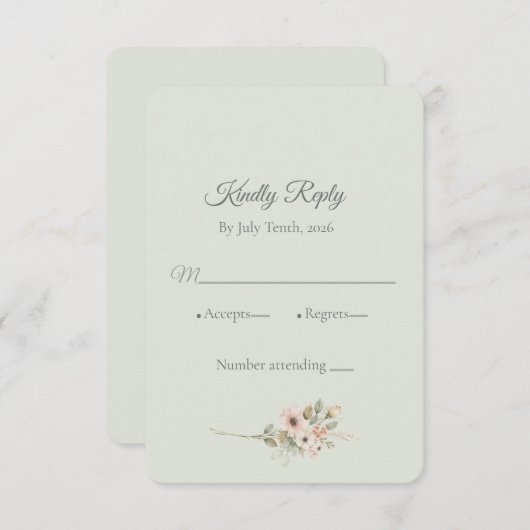 Soft Sage Botanical Wedding RSVP (Vorne/Hinten)