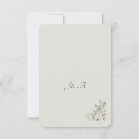 Soft Sage Botanical Wedding RSVP Card | (Rückseite)