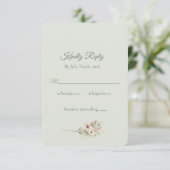 Soft Sage Botanical Wedding RSVP Karte (Stehend Vorderseite)