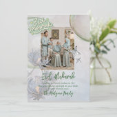 Soft Sage Floral Eid Mubarak Family Photo Card  Feiertagskarte (Stehend Vorderseite)
