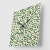 Soft Sage Green Botanical Leaf Foliage Pattern Quadratische Wanduhr (Winkel)