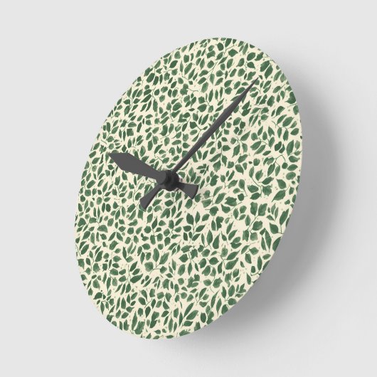 Soft Sage Green Botanical Leaf Foliage Pattern Runde Wanduhr (Winkel)