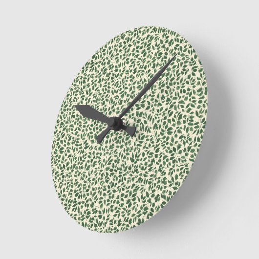 Soft Sage Green Botanical Leaf Foliage Pattern Runde Wanduhr (Winkel)