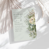 Soft Sage Green Botanical Minimal Wedding Einladung