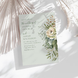 Soft Sage Green Botanical Minimal Wedding Einladung