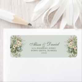 Soft Sage Green Floral Address Label