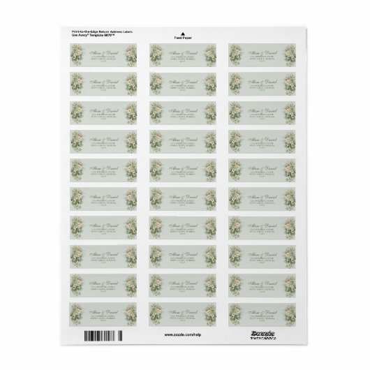Soft Sage Green Floral Address Label (Vorne)