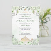 Soft Sage Green Floral Sukhmani Sahib Path Invite Einladung (Stehend Vorderseite)