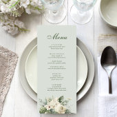 Soft Sage Green Floral Wedding Menu Menükarte