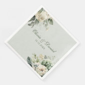 Soft Sage Green Floral Wedding Napkin Serviette (Ecke)