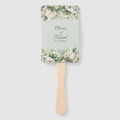 Soft Sage Green Floral Wedding Program Hand Fan Fächer (Vorderseite)