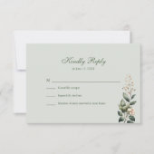 Soft Sage Green Floral Wedding RSVP Card (Vorderseite)