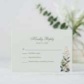 Soft Sage Green Floral Wedding RSVP Card Karte (Stehend Vorderseite)