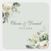 Soft Sage Green Floral Wedding Sticker (Vorderseite)