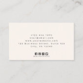 Soft Sage Green & Off-White Modern Professional  Visitenkarte (Rückseite)