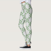 Soft Sage Grün Florales Geometrisches Muster Leggi Leggings (Links)