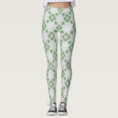 Soft Sage Grün Florales Geometrisches Muster Leggi Leggings (Vorderseite)