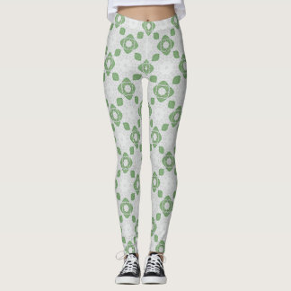 Soft Sage Grün Florales Geometrisches Muster Leggi Leggings