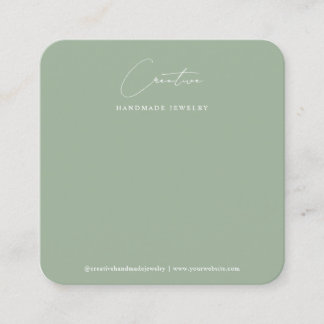 Soft Sage Grün Handschriftliches Schmuckdisplay Quadratische Visitenkarte