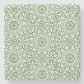 Soft Sage Tile Pattern in Green Geometric Design Steinuntersetzer (Vorderseite)