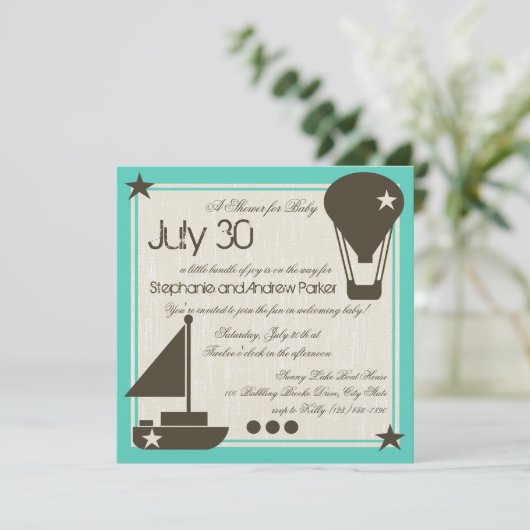 Soft Sails Babydusche Einladung (Stehend Vorderseite)