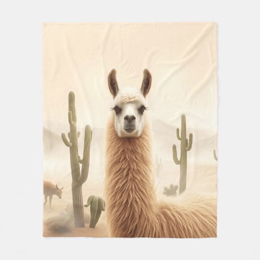 Soft Sand Llama mit Cactus Flow Fleecedecke (Vorderseite)
